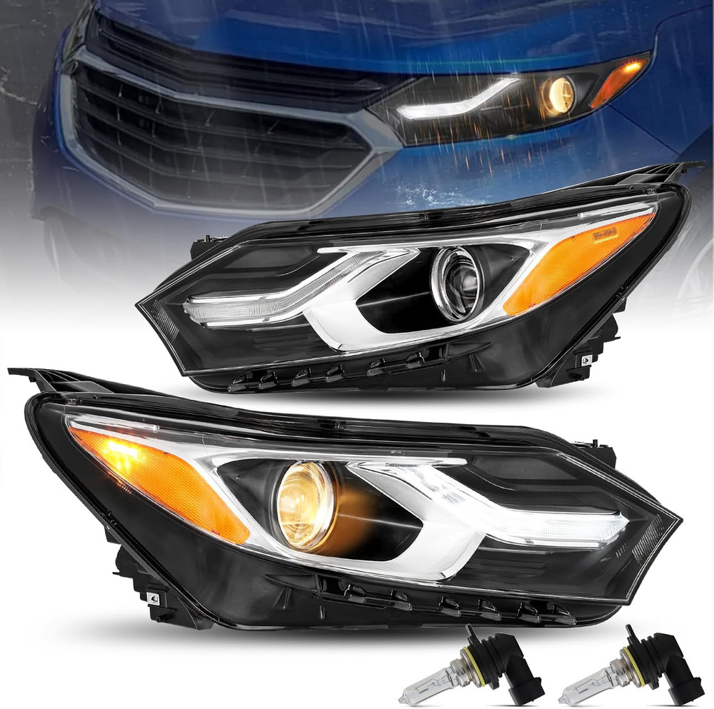 Halogen Type Headlights Assembly Fits 2018 2019 2020 2021 Chevy Equinox OE Style