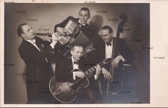 Music Chapel Band 1950s – Double Bass Flute Accordion Guitar – Photo Postcard 14x9cm
