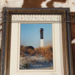 V. Stone Signed Color Lighthouse Beach Photo, Portrait, Matted & Framed