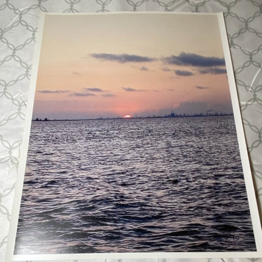 Signed Sunset Seascape Landscape Photograph, Digital, Color, Unframed