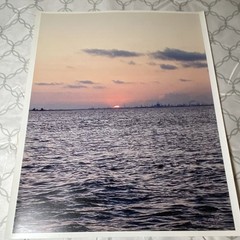 Signed Sunset Seascape Landscape Photograph, Digital, Color, Unframed