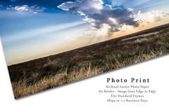Photography Print of Sunbeams Bursting From Storm Cloud in Kansas