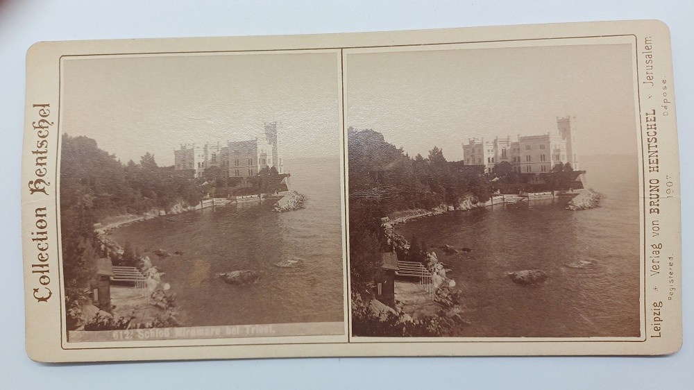 S959/stereo photo Trieste Castle Miramare collection Hentschel 612 1907