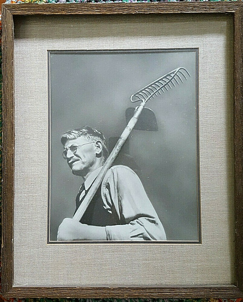Vintage fine art Photograph unknown Artist/Model Depression era Farmer w/rake