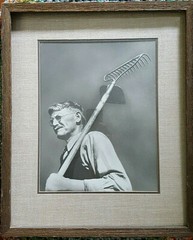 Vintage fine art Photograph unknown Artist/Model Depression era Farmer w/rake
