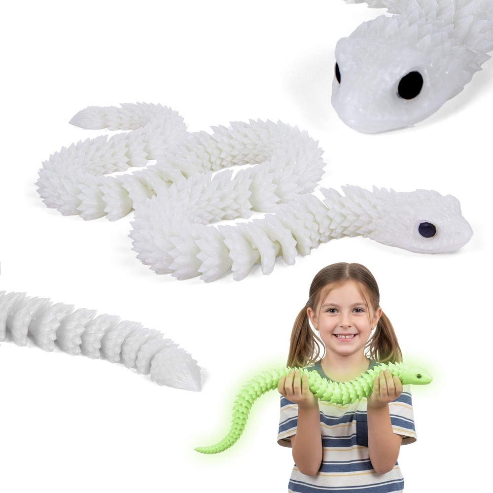 3D Printed Glow in the Dark Snake Articulated Fidget Figure 60cm
