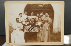 Photo CDV KAB portrait model women coffee dress skirt nobility Austria group picture