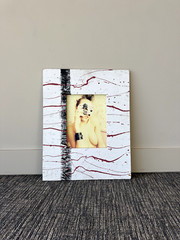 Original Brennen Grey Art — «Lady with Mask in White» — Framed Mixed Media