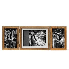 3 Hinged Picture Frame Trifold Combo Pine Wood with Real Glass, Display Two 4…