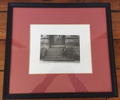 Vtg 1975 Baltimore Person On Front Stoop BW Framed Signed Art Photograph Photo