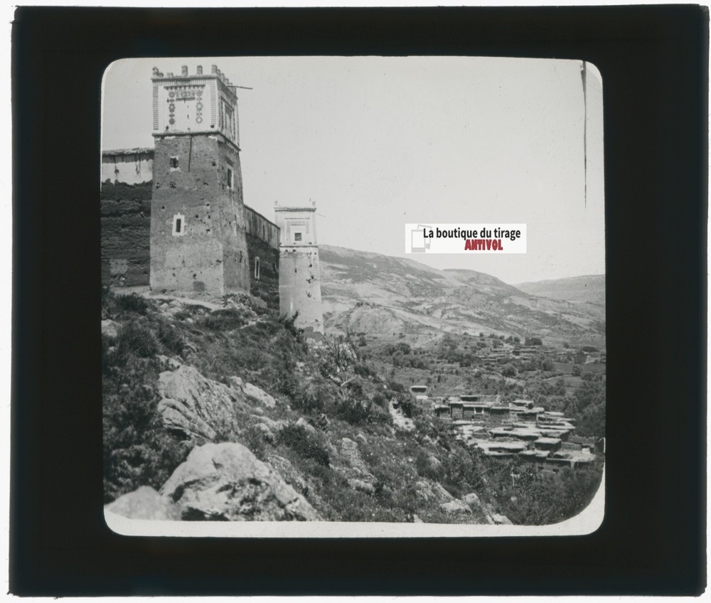Khenifra, Morocco, Casbah, Vintage Glass Plate Photo, Positive 8.5X10 Cm