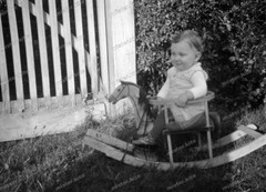 2 x Negative-1931-Cute Young Boy-Horse-Rocking Horse-Boy