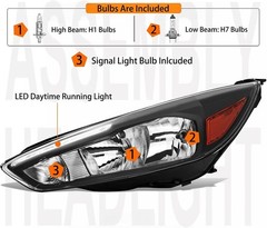 2PCS Headlights Assembly W/LED DRL for 2015 2016 2017 2018 Ford Focus S SE ST SE
