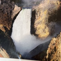 Matted Photo Yellowstone Waterfall Canyon Landscape Print Signed KF 2006