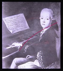 Mozart Wolfgang Amadeus in Salzburg? old glass picture 8.5 x 10 cm