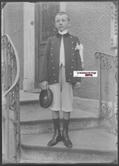 Young Boy, France, Vintage Glass Photo Plate, Black & White Negative 13X18 Cm