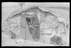 Asian People and Dog in Front of Broken House – Photo 12x8cm