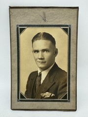 Vintage 1920s-30s Graduation Portrait Photo Young Man Sepia Tone Jahn Studio