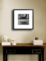 Window View With An Empty Chair – Black And White 12″x12″ Art Print