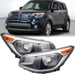 Pair Halogen Headlights Headlamps Assembly for 2014-2019 Kia Soul KI2502167 KI25