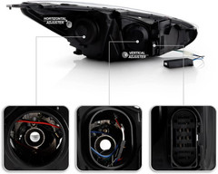– for [Factory W/O LED DRL Model] 2015-2018 Ford Focus Black Sequential LED Tube