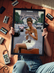 Paris Girl Eating Ice Cream Premium Luster Photo Paper