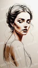 Digital Art Picture Image Photo Wallpaper Background Desktop AI – Woman Drawing