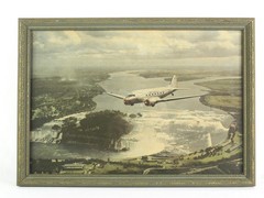 Vintage 1941 Framed Photo Of Airplane Flying Over Niagarafalls 15-3/4″W x 11″H