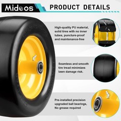 11×6.00-5 Flat Free Tire, 2 Pcs 11×6.00-5 Tires for Zero Turn Mower, 11×6-5 L…
