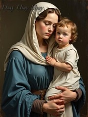 A3 Photo Mother Child Tenderness Artistic Glossy Paper Decor -031