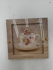 1997 Anne Geddes, BABY IN A TEA CUP 5 x 5 inch Picture Framed