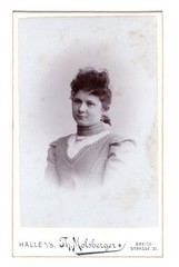 Old CDV photo around 1905, young pretty woman, Halle an der Saale