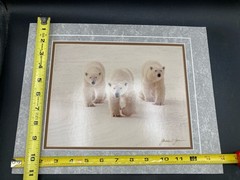 James T Jones Signed Polar Bears Photo, Matted