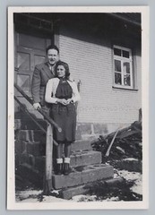 Man & Woman On Front Door – Vintage Photo 1940s