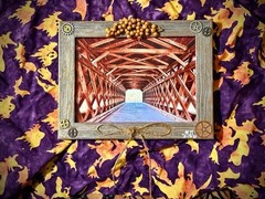 OOAK Framed Photo Sachs Covered HAUNTED Bridge Gettysburg PA Rustic Decor