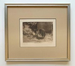 Edward Curtis -Original Photogravure «Firing Pottery» circa 1921