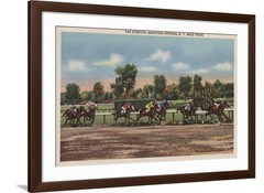 ART.COM Wall Art Print Saratoga Springs, NY – Horse Race Track Scene on Brown…