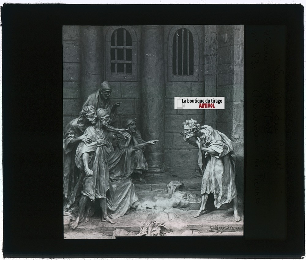 The Denial de Pierre, Photo Plate Glass, Black & White, Positive 3 5/16×3 7/8in