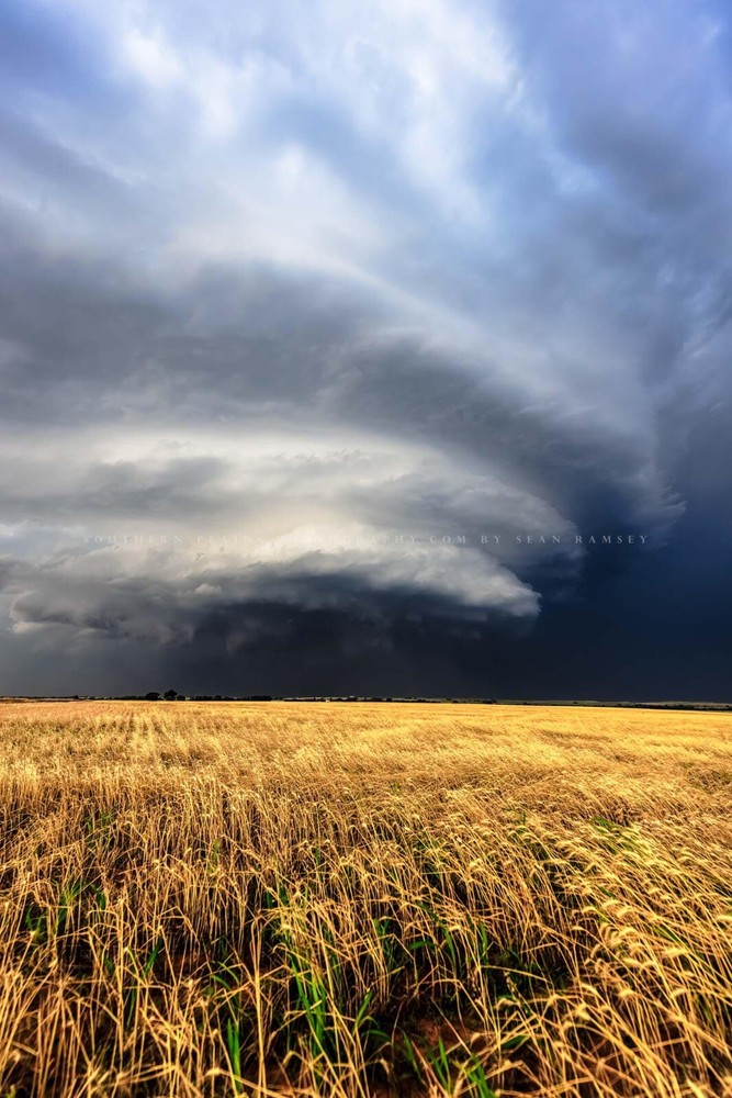 Supercell Thunderstorm in Oklahoma Vertical Storm Weather Photography Print