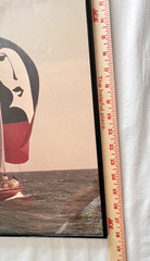 Vintage ART DECO Sailboat Photo Framed Lady Face Sail 18″H x 13″W Photograph