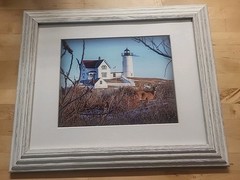 Lighthouse Photograph Framed Country Nautical ORIGINAL Very Nice Condition