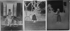 Lot of 11 negatives on glass plate. Portrait with bikes. Format 9×12 cm