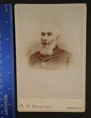 Cabinet Card, 4×6.5, Gentleman, beard, NH Chapman Cambridge VT, oval embossing