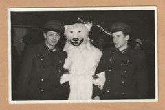 Photo Polar Bear with NVA Soldiers 1958 at Christmas Market Original Photo Approx 13.5×9