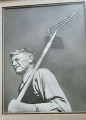 Vintage fine art Photograph unknown Artist/Model Depression era Farmer w/rake