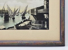 Antique Tinted SILVER GELATIN PHOTOGRAPH, Felucca Boats Kasr El-Nir CAIRO EGYPT