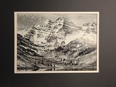 Ansel Adams Maroon Bells Flat Framed Museum Graphics 16×20 Matte Photo