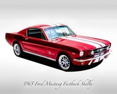 Classic Cars – 1965 Ford Mustang Fastback Shelby – Red – Muscle Car – Print