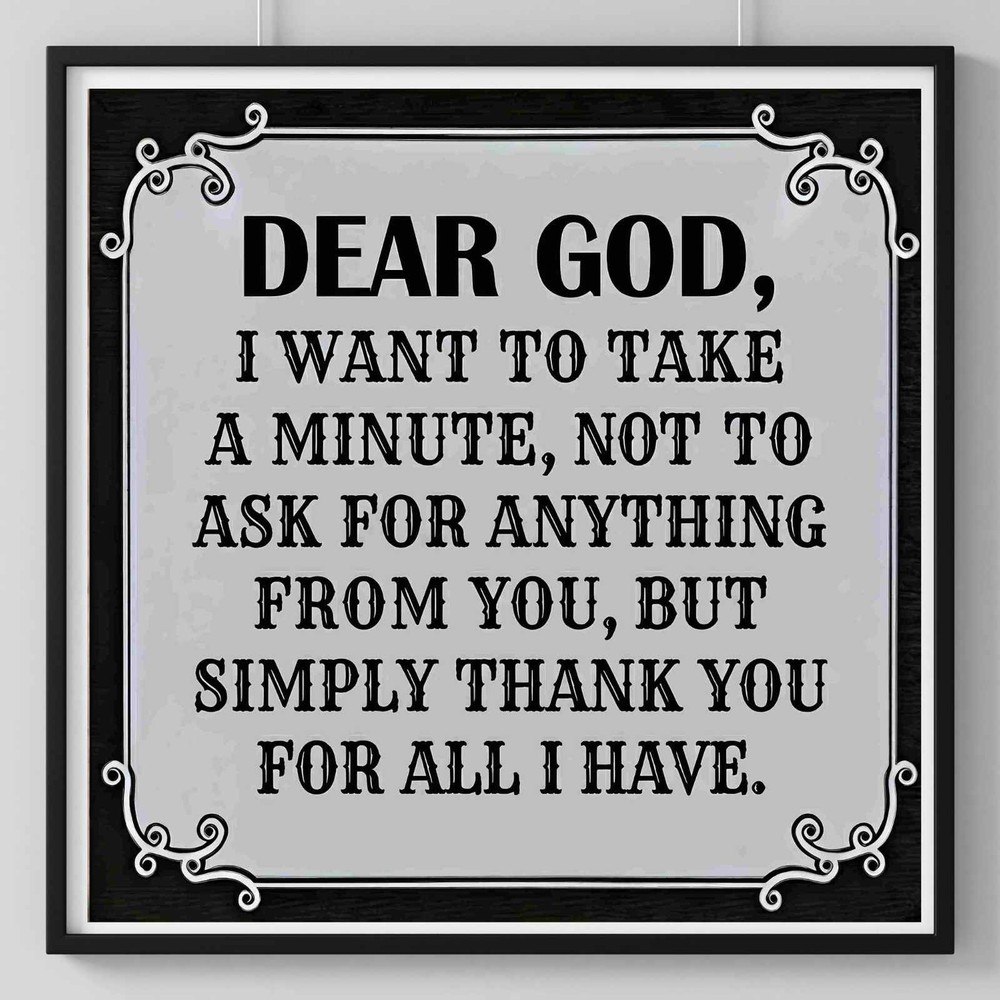 Dear God Gratitude Quote Printable | Inspirational Wall Art Digital Download