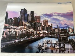Seattle. Skyline. Alaskan Way. Sunset. Wall Dec. 16 x 24 Inches. Glossy finish.